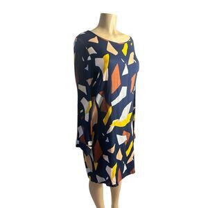 Women US-10 SKFK Skunkfunk Silbe Abstract Printed Dress Long Sleeved Viscose